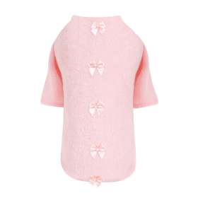 Dainty Bow Sweater (Color: Peach, size: SM)