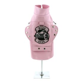 Biker Dawg Motorcycle Dog Jacket (Color: Pink, size: X-Large)