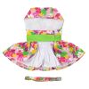 appPink Hawaiian Floral Dog Harness Dress with Matching Leash
